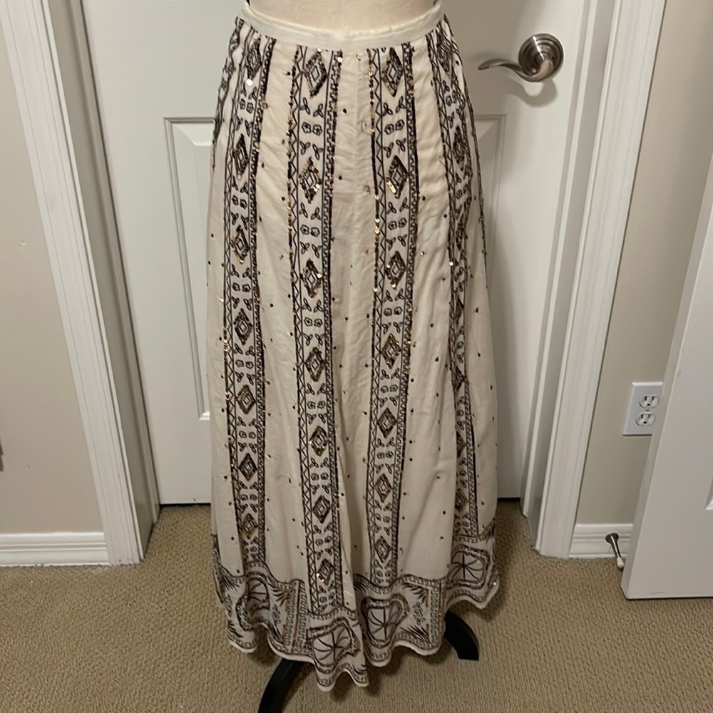 Soft Surroundings Embroidered and Sequined Maxi Skirt Large